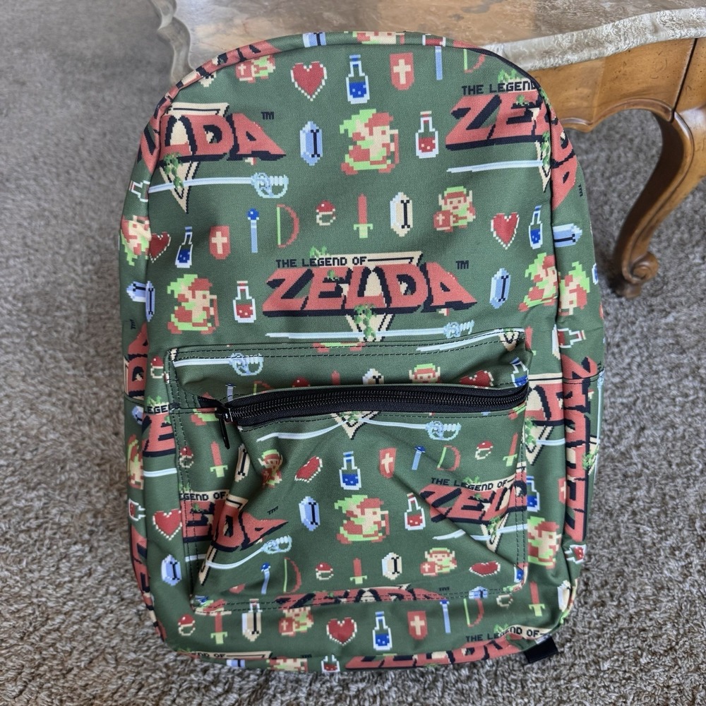 The Legend Of Zelda ~ Pixel Print All Over ~ Full Size Backpack ~ NWOT